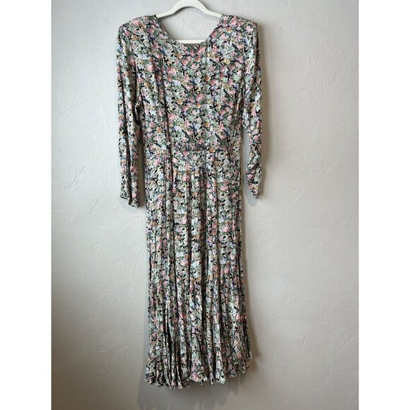 vintage nostalgia dress Floral Maxi Cottage Pleated 90s 80s Coquette Feminine M - Picture 10 of 14
